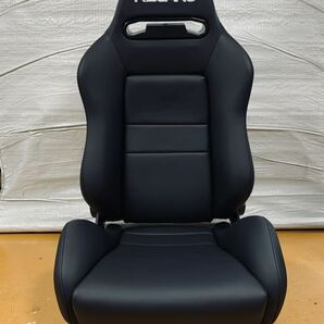 48.49.レカロ RECARO 2脚セット SR-3 黒フェイクレザー張り替え 張替え 張替 ブラックシングルステッチ 両側ダイヤルの画像2