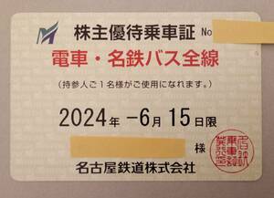 名鉄株主優待乗車証　今年の6月15日まで。