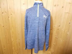 e27◆UNDER ARMOUR ヒートギア ランニングウェア◆アンダーアーマー キッズ サイズYSM ハーフジップ 紫 ストレッチ ゆうパケット発送 6C