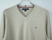 A113/TOMMY HILFIGER/トミー ヒルフィガー/Vネックコットンニット/セーター/メンズ/Lサイズ/ベージュ/薄手_画像2