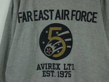 B105/AVIREX/アヴィレックス/ワッフルサーマル長袖カットソー/Tシャツ/FAR EAST AIR FORCEプリント/グレー系/メンズ/Mサイズ_画像4