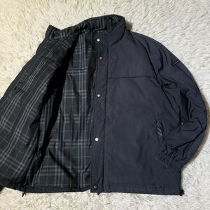 希少/Lサイズ◎BURBERRY GOLF バーバリー ゴルフ ダウンジャケット メンズ アウター ホースロゴ 黒 ブラック 裏地チェック ナイロン