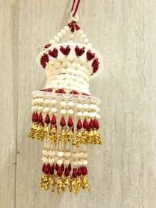 ■11275■インド 吊るし飾り ジュマル エスニック インテリア 赤 ホワイト