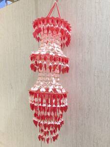 ■11278■インド 吊るし飾り ジュマル エスニック インテリア 赤 ホワイト