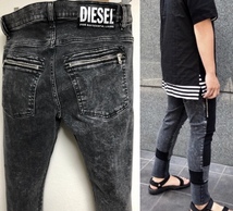 定価53,900円DIESELディーゼル限定D-AMNY-BK-SP0890T/joggストレッチサンダー刺繍バイカースキニーデニムBLACK28SLEENKERTHOMMER_画像8