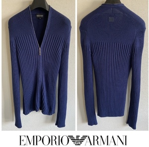 定価57,200円 EMPORIO ARMANI エンポリオアルマーニ ZIP UP Vネック リブコットンニット EA7