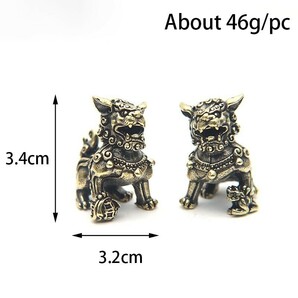 2個 獅子 狛犬 守護 置物 置き物 銅製 銅の画像7