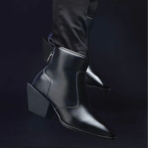 High sole leather heel boots/ハイソールレザーヒールブーツ