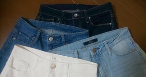 古着 AZUL BY MOUSSY デニムパンツ 4本セット ジーンズ ブルー ホワイト スキニー ストレッチ 切りっぱなし