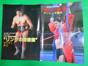 【プロレス ポスター 1】『IWGP優勝者 アントニオ猪木＆マイティ井上』別冊エキサイティングプロレス 昭和58年9月号別冊付録 送料：230円