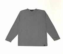 Velocette ベロセット // 長袖 テレコストライプ柄 Vネック Tシャツ・カットソー (グレー系×黒) サイズ L_画像1