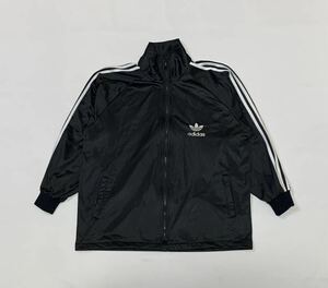 adidas アディダス // 長袖 トラフオイルロゴマーク刺繍 トリコット裏地 ジャージ トラック ジャケット 薄手 (黒) サイズ L