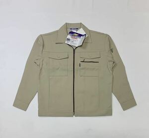 (未使用) XEBEC ジーベック // 静電 長袖 裏綿 ストレッチ ジップ 作業服 ワークジャケット (ベージュ系) サイズ LL