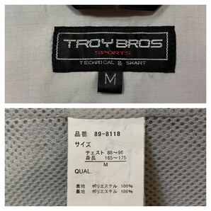 TROY BROS トロイブロス // メッシュ裏地 ラバーワッペン 裾口ドローコード フルジップ ベスト (ライトグレー系) サイズ Mの画像6