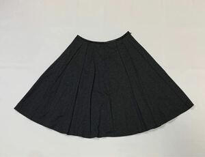 (レディース) SONIA RYKIEL Collection // ハウンドトゥースチェック柄 膝丈 タック フレアスカート (黒系×グレー系) サイズ 38