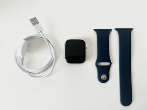 Apple Watch Series7 45mm GPS+Cellularモデル A2478 MKMK3J/A シルバーアルミニウム スマートウォッチ ネイビー バッテリー91％ 良品 本物