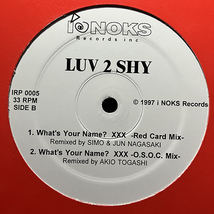 Luv 2 Shy / What's Your Name? xxx [i NOKS Records inc. IRP 0005] 和モノ プロモ Akio Togashi m.c.AT_画像2
