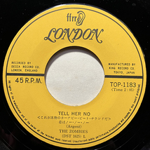 ザ・ゾンビーズ The Zombies / Tell Her No 恋はノー・ノー・ノー cw She's Not There [London Records TOP-1183] 国内盤 日本盤 7インチ_画像4