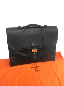 【質屋】エルメス/サックアデペッシュ/ビジネスバッグ/ブランドバッグ/レザー/革/ブラック/hermes/仕事用/スーツ/ビジネスシーン/2005年製/