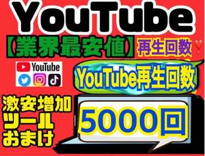 業界最安値★高品質【YouTube再生回数5000回おまけ】増加ツールのセット！！