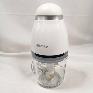 Hismile コンパクトフードプロセッサー 氷も砕ける ガラスカップと樹脂カップ二個付き チタンコートカッター HS-FP3M【ジャンク】a08400