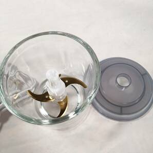 Hismile コンパクトフードプロセッサー 氷も砕ける ガラスカップと樹脂カップ二個付き チタンコートカッター HS-FP3M【ジャンク】a08400の画像3
