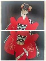 旧家蔵出 河野薫 かむろ 踊る姿 舞子 木版画 Red Kimono dancing figure 浮世絵 ukiyoe_画像5