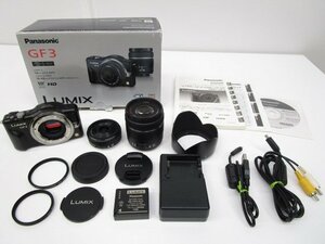 [即日発送]☆良品☆Panasonic　LUMIX　DMC-GF3WーK　ミラーレス　一眼カメラ　ダブルレンズキット　動作OK　361