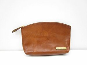 [即日発送]★良品★ vasco ヴァスコ LEATHER TRAVEL POUCH レザートラベルポーチ 小物入れ インバッグ UNIVERSALジッパー 茶 キャメル 331