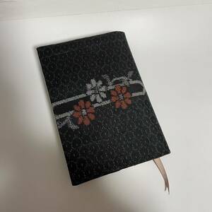 * book cover * library book@ size * silk genuine . mountain Ooshima pongee .. flower writing!