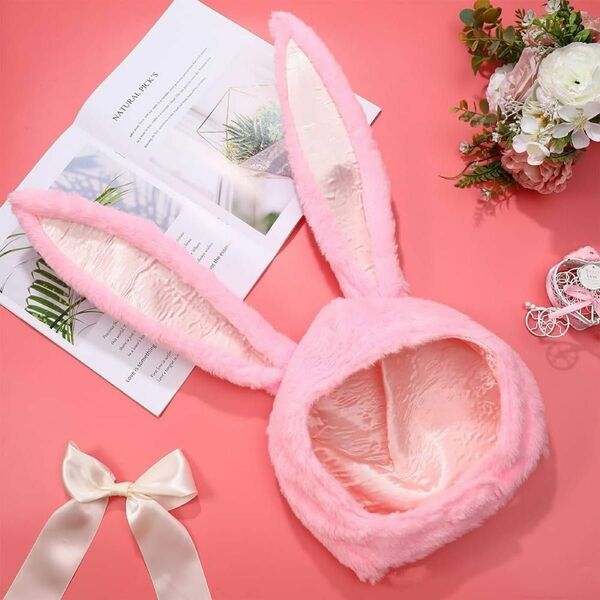 うさぎ 被り物 かぶりもの ウサギ コスプレ ウサギ帽子 かわいい ふわふわ コスチューム用小物 (ピンク)
