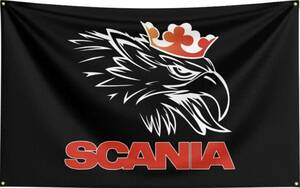 スカニア フラッグ ブラック SCANIA イーグル 右 レッド文字 送料無料