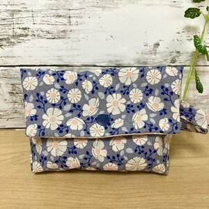  hand made flap pouch case gray ground floral print 