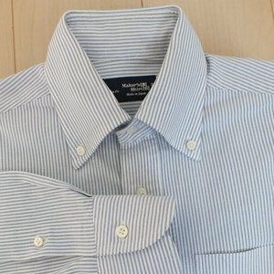クリーニング済み Maker's Shirt 鎌倉シャツ size 38-82 スリムフィット ボタンダウンカラー ブルーストライプ オックスフォード 日本製
