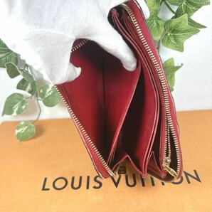 1円 LOUIS VUITTON ルイヴィトン 長財布 ラウンドファスナー ヴェルニ ジッピーウォレット シリアルCA0048 男女兼用 ブラック×レッドの画像6