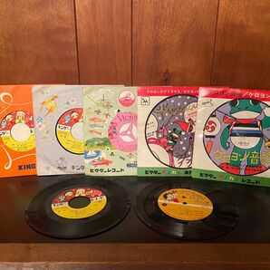 キンダーレコード3枚・ビクターレコード・クリちゃんレコード・ケロヨン音頭・ケロヨンのジングルベル レコード 全7枚 レコード