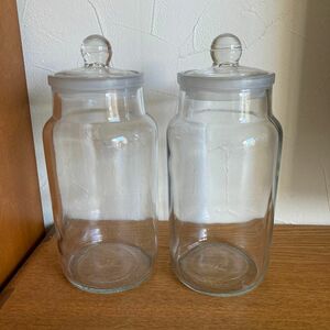 RavenHead 昭和レトロ アンティーク 保存瓶 ガラス瓶 キャニスター インテリア 2個セット
