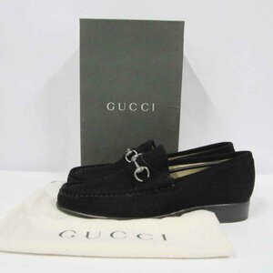 【未使用・長期保管品】GUCCI 100 0255 フォースビット ローファー＜シューズ＞グッチ レディース 37 1/2 ブラック ブランド スエード