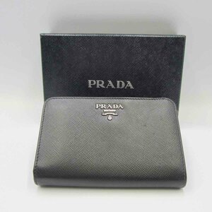 【箱あり】PRADA 1ML225 2つ折りコンパクトウォレット＜財布＞プラダ レディース ブランド ブラック レザー 折り畳み財布 コインケース