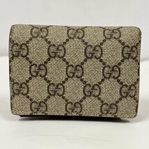 【ジャンク】GUCCI 648848 二つ折り財布＜財布＞グッチ レディース ブランド レッド系 GGスプリーム ベージュ ハートモチーフ_画像2