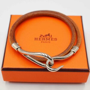 【箱あり】HERMES ジャンボブレス 2連＜アクセサリー＞エルメス レディース ブランド メンズ 服飾雑貨 レザー小物 シルバー金具 ブラウン系