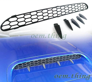 2015-2021 Subaru WRX STI S4 VA Semance Bonnet Air Squance Grill+Shark Fin Set Black