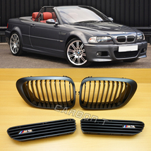 在庫有 2セット BMW E46 M3 2001-2006 フロント グリル+サイド マーカー フェンダー グリル マットブラック_画像1