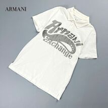 ARMANI EXCHANGE アルマーニエクスチェンジ フロントプリント 襟付きカットソー 半袖 コットントップス メンズ 白 ホワイト サイズM*MC891_画像1