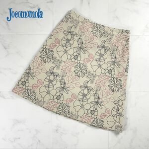 美品 Jocomomola ホコモモラ シビラ 花柄刺繍 膝丈フレアスカート 裏地あり レディース ボトムス ベージュ サイズ42*NC62