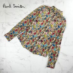 美品 Paul Smith BLACK ポールスミスブラック 総柄シャツ 長袖 花柄 リボン トップス レディース マルチカラー サイズ40*MC1188