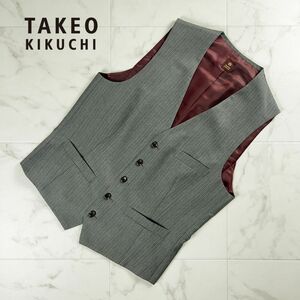  beautiful goods TAKEO KIKUCHI Takeo Kikuchi stripe 5. button the best back switch men's gray size 3*NC186