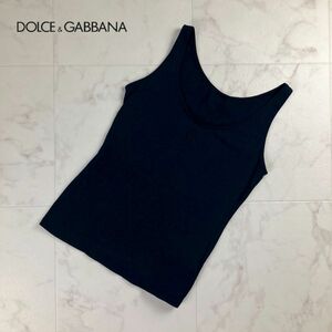 美品 Dolce & Gabbana ドルチェ&ガッバーナ ノースリーブカットソー タンクトップ 刺繍 トップス レディース 黒 ブラック サイズM*NC1121