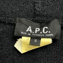 美品 A.P.C. シルク100% パイル地 ジップアップパーカー フーディ トップス メンズ 紺 ネイビー サイズS*MC586_画像5