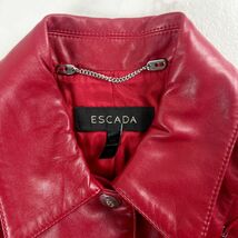 美品 ESCADA エスカーダ ラムナッパレザージャケット フロントデザイン アウター レディース 赤 レッド サイズ34*NC1073_画像5